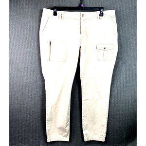 Old Navy Womens size 18 Beige  Mid-Rise Cargo Pants Cotton/Spandex Blend